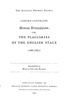 Momus Triamphans: or, the Plagiaries of the English Stage (1688[1687])