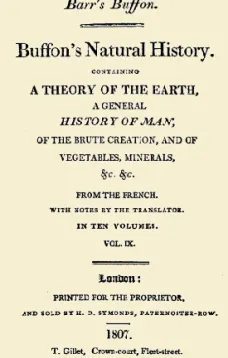 Buffon's Natural History. Volume IX (of 10)
Containing a Theory of the Earth, a General History of
Man, of the Brute Creation, and of Vegetables, Minerals,
&c. &c