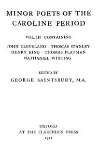 Minor Poets of the Caroline Period, Vol III