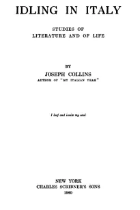 Idling in Italy
studies of literature and of life
