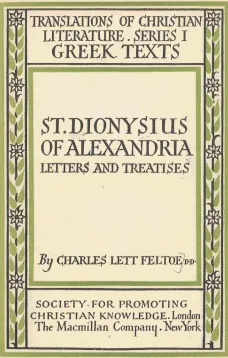 St. Dionysius of Alexandria: Letters and Treatises