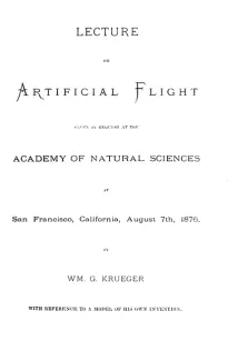 Lecture on Artificial Flight
Given by request at the Academy of Natural Sciences