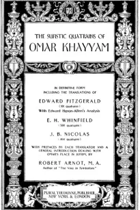 The Sufistic Quatrains of Omar Khayyam