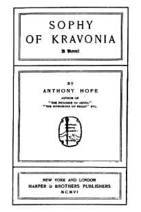 Sophy of Kravonia: A Novel