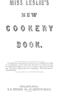 Miss Leslie's New Cookery Book