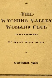 Program for October 1929: The Wyoming Valley Woman's Club of Wilkes-Barre