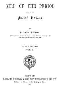 The Girl of the Period and Other Social Essays, Vol. I (of 2)