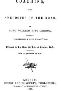 Coaching, with Anecdotes of the Road