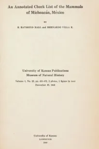 An Annotated Check List of the Mammals of Michoacán, México