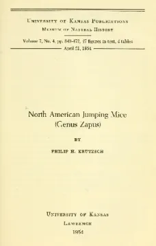 North American Jumping Mice (Genus Zapus)