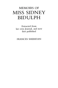 Memoirs of Miss Sidney Biddulph
Extracted from her own Journal, and now first published